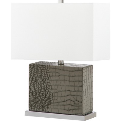 20.5" Delia Faux Alligator Table Lamp Gray (Includes CFL Light Bulb) - Safavieh