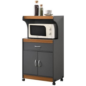 Microwave Kitchen Cart in Gray Oak - Hodedah - 1 of 4