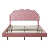 Queen Bed Frame And Headboard,Bed Floating With Led Lights,Velvet Fabric Bed,Elegant Floral Headboard-Cuddlewood - 3 of 4