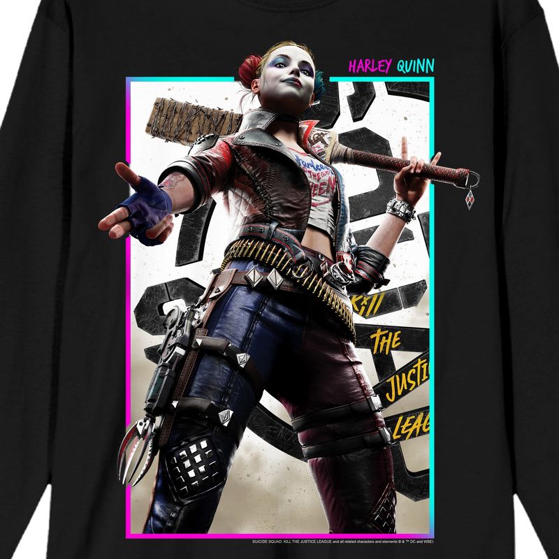 Suicide Squad: Kill the Justice League Harley Quinn Adult Black Long Sleeve Crew Neck Tee, 2 of 4
