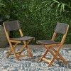SKRAN Set of 2 Wooden Outdoor Patio Dining Chair, Weatherproof Outdoor Folding Chairs with Woven Mesh Rattan for Lawn, Garden, Backyard - 2 of 4