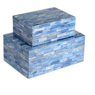 Monaco Blue Decorative Boxes, Set of 2
