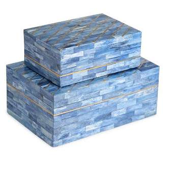 GAURI KOHLI Monaco Blue Decorative Boxes, Set of 2