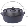 VisioGear Outdoor Dutch Ovens, 6 Quart Grill Cookware With Skillet Lid and Pot Rack for Camping Fireplace Cooking, Black, 13.7"*13.7"*6.5" - 3 of 4