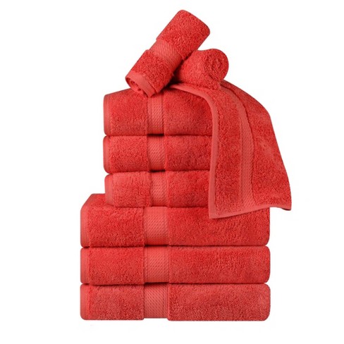 8pc Cotton Bath Towel Set Coral
