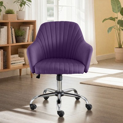 NicBex Modern Accent Chair with Casters, Height Adjustable Velvet Arm Chair with Metal Base, Office Chair for Bedroom