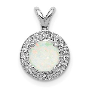 Black Bow Jewelry Rhodium Plated Sterling Silver, Diamond & Gemstone Pendant, 10mm - 1 of 4
