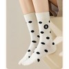 Anna-Kaci 3 Pairs Women's Casual Crew Socks Assorted Patterns Striped Polka Dot and Bow Embroidery - 3 of 4