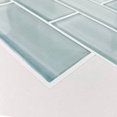 Aqua Seaglass 12" x 14" Peel and Stick Subway Tile