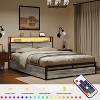 Hausource Unupholstered Bed Frame with LED Storage Headboard & 4 Drawers, Queen/Full/King - 3 of 4