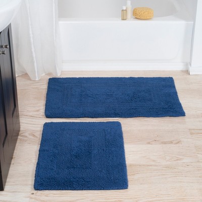 Lavish Home 2-pc Cotton Bath Mat Set - Machine Washable for Bathroom, Kitchen, or Laundry Room