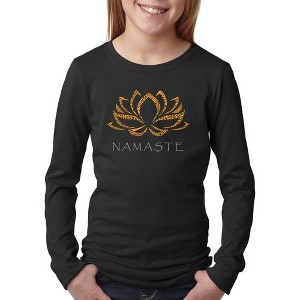 LA Pop Art Girl's Word Art Long Sleeve - Namaste - 1 of 4