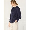 INSPIRE CHIC Women's Puff Long Sleeve Point Collar Vintage Button Work Satin Shirt - 4 of 4