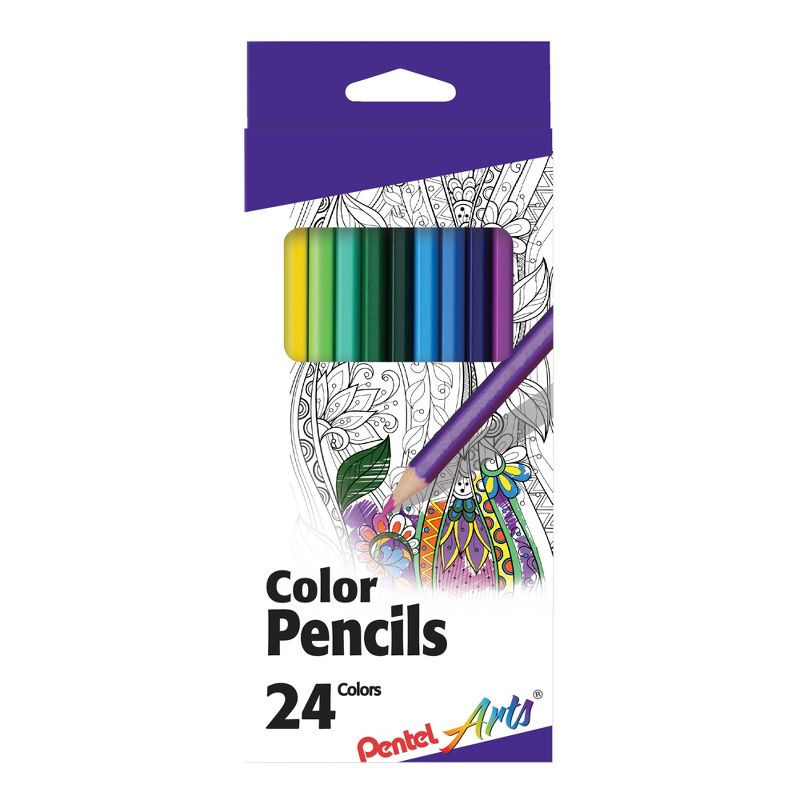 Pentel Arts Colored Pencils, Assorted Colors, Set of 24, 1 of 2