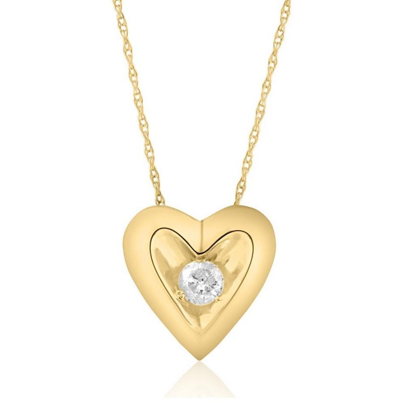 Pompeii3 1/5Ct Round Diamond Necklace Heart Shaped Pendant in 10k White or Yellow Gold, 1 of 4