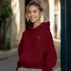 Dalix Butterfly Embroidery Relaxed Hoodie Soft Fleece Sweatshirt Drawcord Fit Lounge Womens - 3 of 4