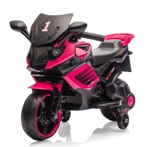 Jojoka 6V Kids Electric Motorcycle, Ride On Bike with Training Wheels, Headlight, Horn, Music, Battery Powered Toy for Toddlers - 1 of 4