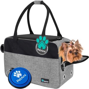 PetAmi Dog Purse Carrier, Airline Approved Soft Sided Pet Carrying Bag Pockets, Ventilated Puppy Cat Travel Carry Tote, Fleece Bed - 1 of 4