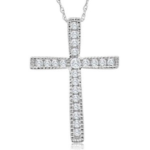 Pompeii3 1/3Ct Round Cut Diamond Cross Pendant 10k White or Yellow Gold Necklace 1" Tall - 1 of 2