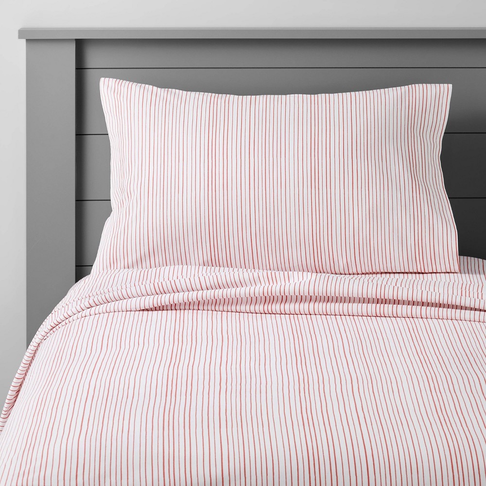 Toddler Cotton Striped Sheet Set Rose - Pillowfort