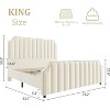 King Platform Bed Frame with 50.2" Headboard, Velvet Upholstered Bed Frame with Vertical Channel Tufted Headboard & Footboard, Nailhead Trim, Black - 2 of 4