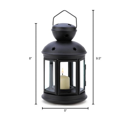 Elegant Colonial Black Iron & Glass Tabletop Candle Lantern