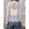 Womens Mesh Long Sleeve Tops Crew Neck Sexy Sheer Tee Shirts Party Club Lace Blouse - 3 of 4
