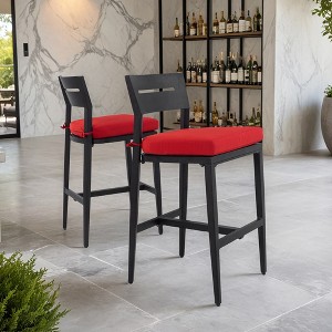 UNISOAR Modern Outdoor 2PC Bar Stools, Aluminum Patio Bar Chair with Ergonomic Backrest, Tapered Legs - 1 of 4