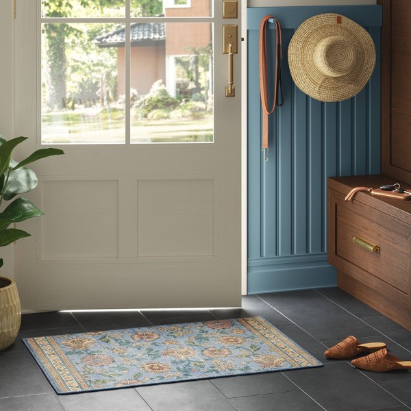 Alfombra Acentuada Laurel Lavable de 2x3 Pies, Azul - Threshold™ 2