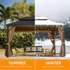 DOMETOUR Hardtop Gazebo Outdoor Aluminum Gazebos Grill with Galvanized Steel Double Canopy for Patios Deck Backyard,Curtains&Netting - 3 of 4