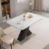 CENGHU Modern Square Dining Table, Printed White Marble Table Top, Black MDF X-Shape Table Leg with Metal Base, Stretchable End Table for Dining Room - 3 of 4