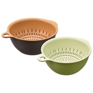 Unique Bargains Kitchen Strainer Colander Bowl Set Medium Double Layer Drain washing Basket for Fruits - 1 of 3