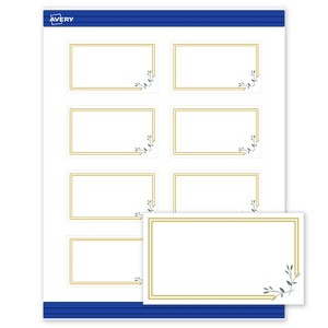 Avery® Cards, 2" x 3.5", Double Gold Border w/ Florals, 80ct - 1 of 4