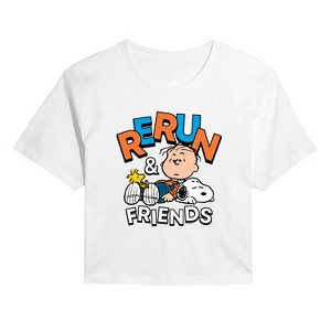 Women's - Peanuts - Rerun And Friends -Juniors Cropped Short Sleeve Graphic T-Shirt Cropped Graphic T-Shirt - 1 of 4