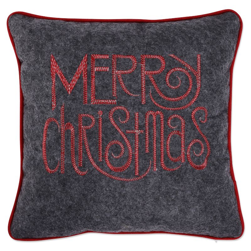11.5&#34;x11.5&#34; Merry Christmas Square Throw Pillow Gray - Pillow Perfect, 1 of 8