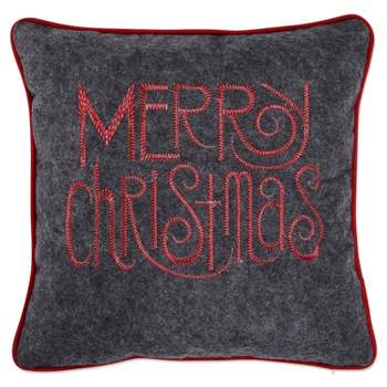11.5"x11.5" Merry Christmas Square Throw Pillow Gray - Pillow Perfect