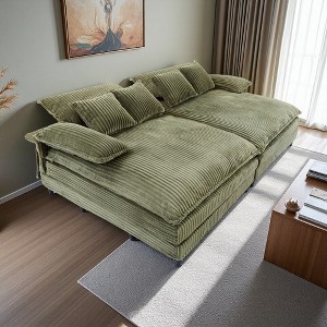 109" Corduroy Oversized Double Lounge Chaise Sectional Sofa Bed - 1 of 4