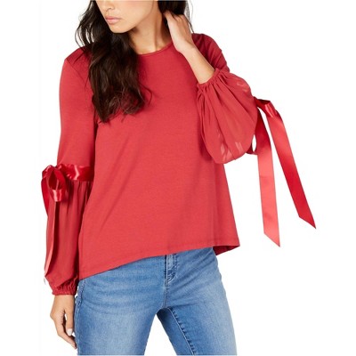 Vince Camuto Womens Tie Sleeve Pullover Blouse