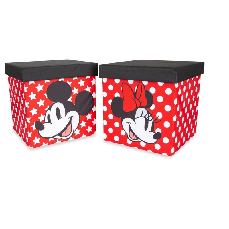Ukonic Disney Mickey & Minnie 15-Inch Storage Bin Cube Organizers with Lids | Set of 2, 2 of 8