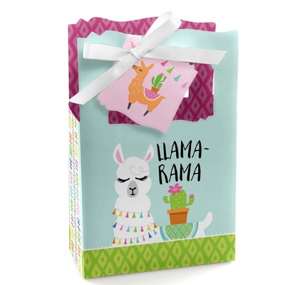 Big Dot of Happiness Whole Llama Fun - Llama Fiesta Baby Shower or Birthday Party Favor Boxes - Set of 12