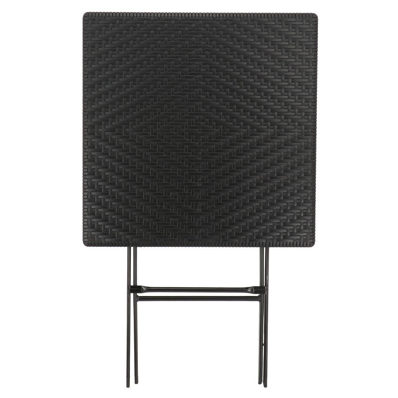 Elama Plastic Rattan Folding Square Table in Black, 3 of 7