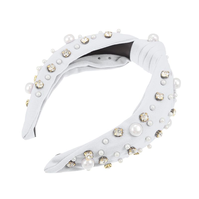 Unique Bargains Women's Knotted Simulated Pearl Rhinestones Headband 1.18" Wide 1Pc, 5 of 7