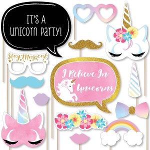 Big Dot of Happiness Rainbow Unicorn - Magical Unicorn Baby Shower or Birthday Party Photo Booth Props Kit - 20 Count - 1 of 4