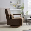 30.3'' Faux Leather Modern Swivel Accent Chair with Solid Wood Armrests, 360° Rotation and Comfy Cushion - 4 of 4