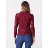 Allegra K Women's Lace Long Sleeve Keyhole Back Ruffle Neck Floral Blouse - 4 of 4