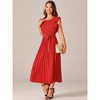 Seta T Women's Casual Ruffle Sleeveless Crewneck Pleated Flowy Belted Midi Sundresses - 2 of 4