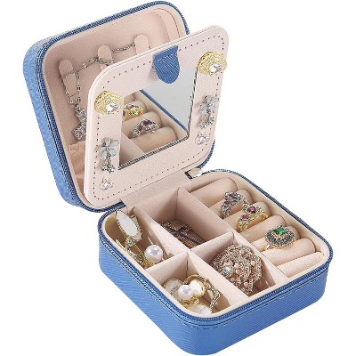 Travel jewelry box Travel Jewelry Organizer Small box Gift for Girls Women with Mirror