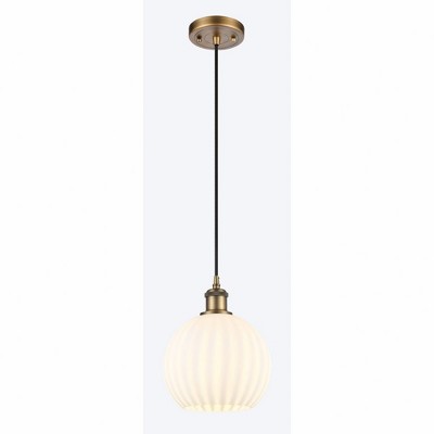 White Venetian - 1 Light Cord Hung Mini Pendant In Modern Style-10 Inches Tall and 8 Inches Wide