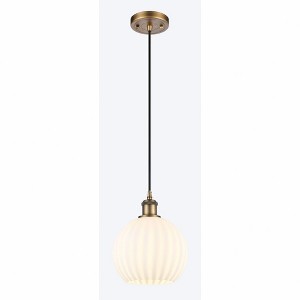 White Venetian - 1 Light Cord Hung Mini Pendant In Modern Style-10 Inches Tall and 8 Inches Wide - 1 of 1