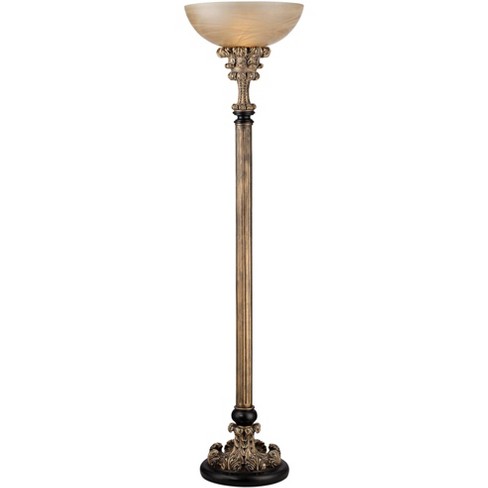 Barnes And Ivy Traditional Torchiere, Antique Torchiere Floor Lamp Glass Shade